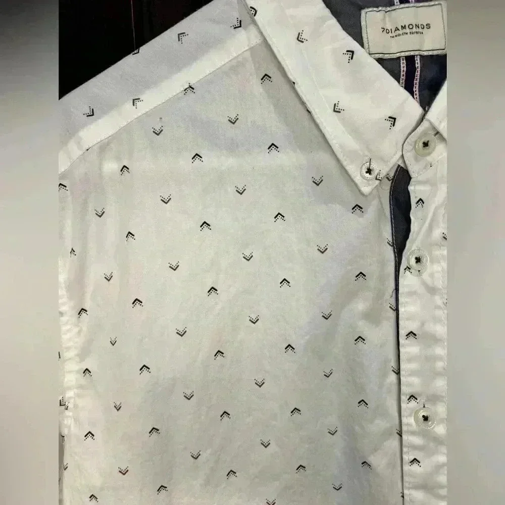 7 Diamond Men’s Suden Impact Short Sleeve Button-Up Shirt/White-SZ Large